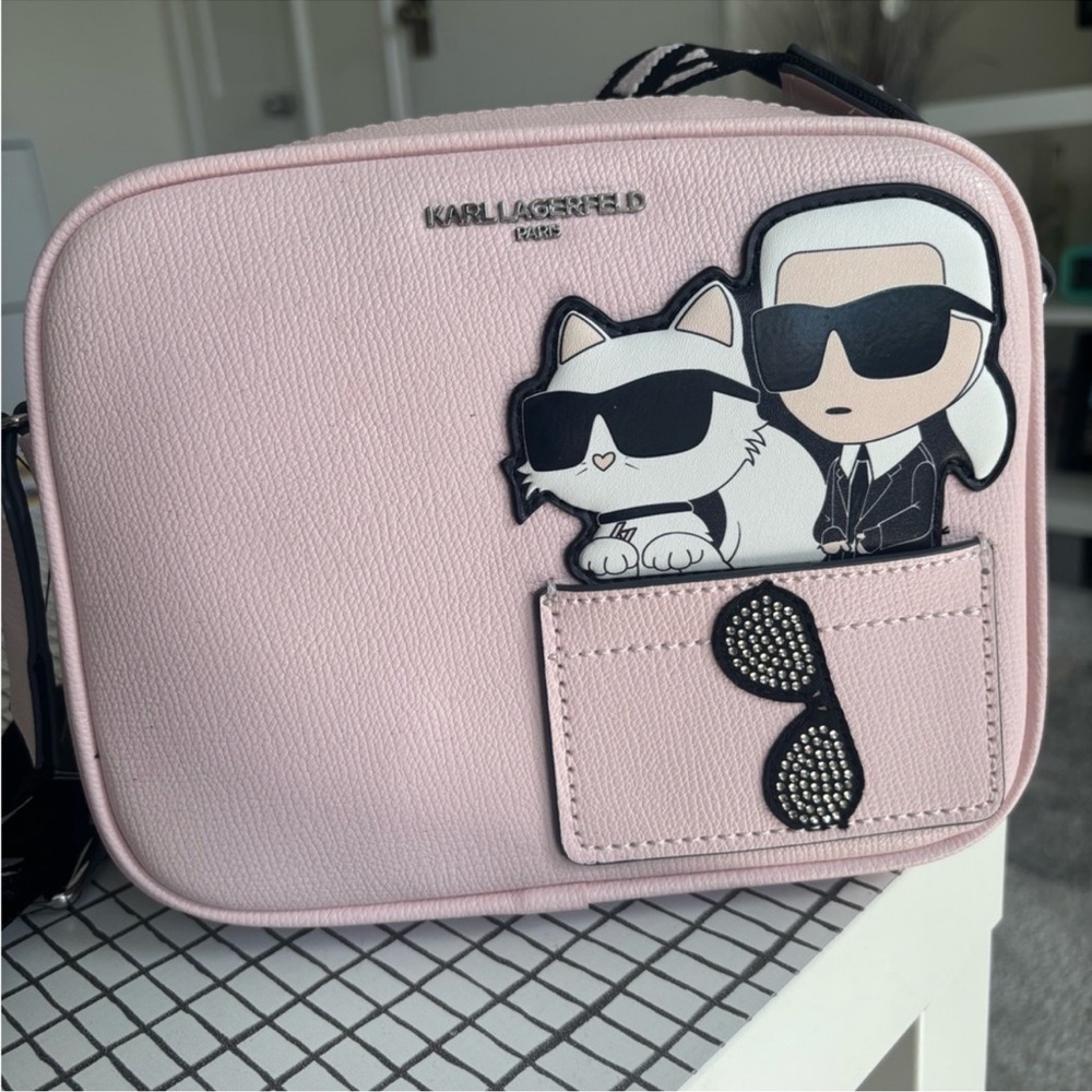 Karl Lagerfeld Light Pink Character Patch Crossbody Camera Bag